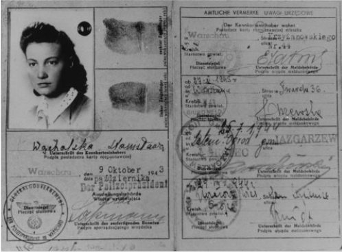 An form of identification with a woman's picture and fingerprints on it