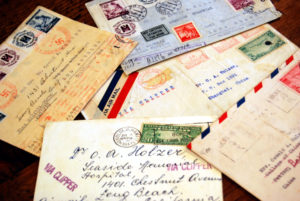 Letters in envelopes from the 1940s