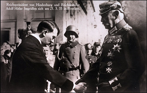 Adolf Hitler and Hindenburg shaking hands